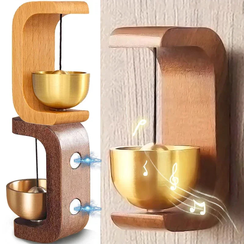 Rustic Wooden & Brass Doorbell – Charming Sound for Your Home or Shop