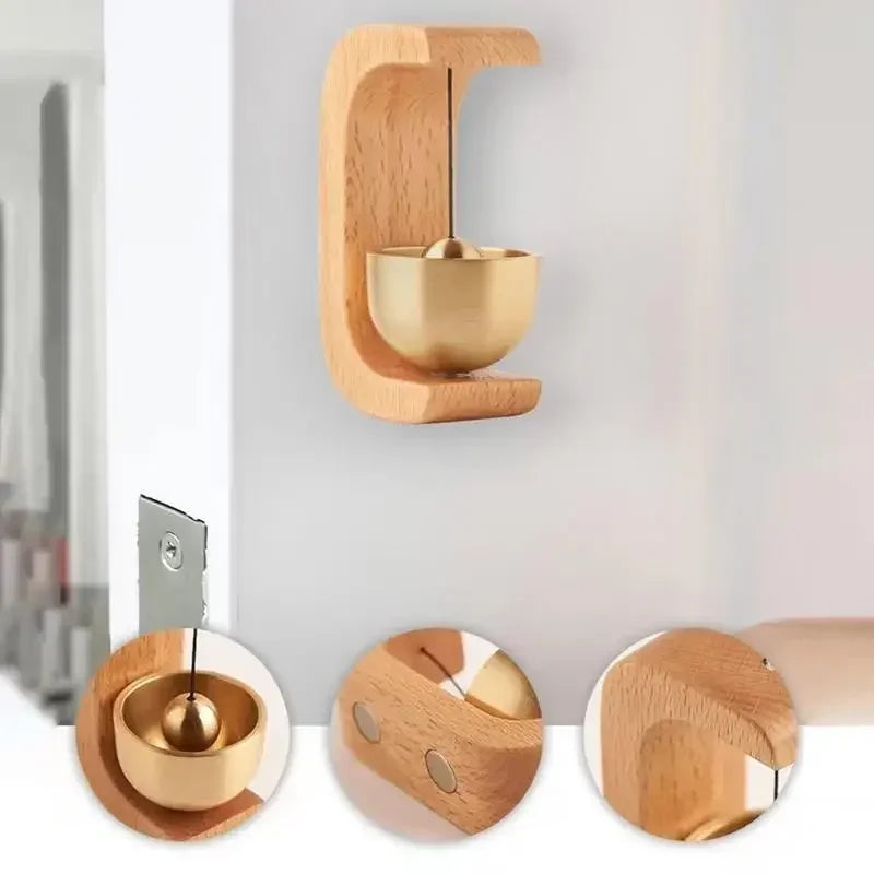 Rustic Wooden & Brass Doorbell – Charming Sound for Your Home or Shop